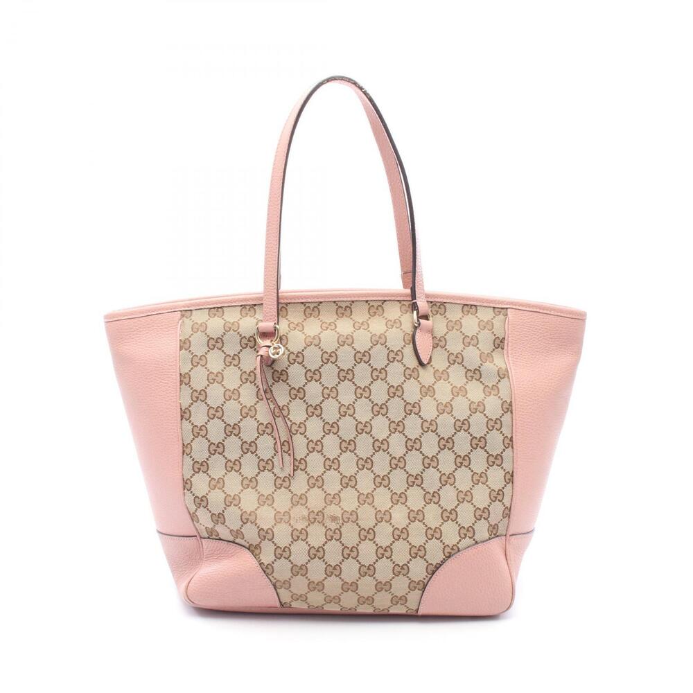 Gucci Bree Tote Bag Canvas Leather Beige Brown Pink